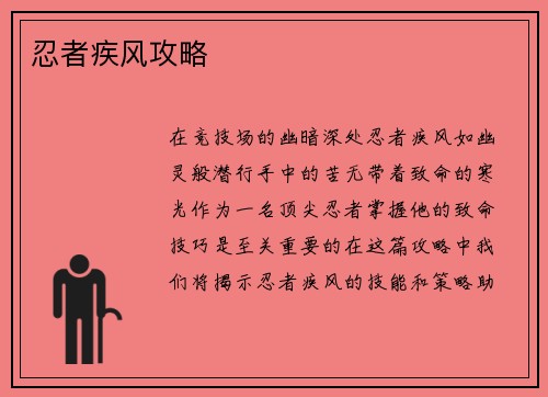 忍者疾风攻略